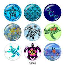 20MM   Sea  turtle  Print   glass  snaps buttons Beach Ocean