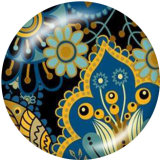 20MM Bohemia Pattern Print glass  snaps buttons