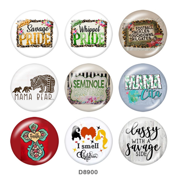 20MM  Cross   MOM  Print   glass  snaps buttons