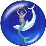20MM  Mermaid   Print   glass  snaps buttons Beach Ocean