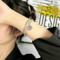 Starfish round brand elephant alloy accessories stainless steel double-layer chain bracelet