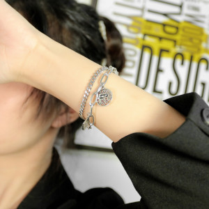 Starfish round brand elephant alloy accessories stainless steel double-layer chain bracelet