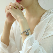 Double Chain Ring Bracelet Stainless Steel Love Bracelet