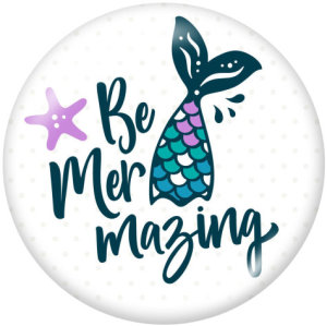 20MM  Mermaid   Print   glass  snaps buttons