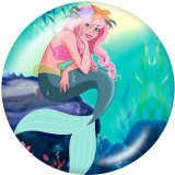 20MM  Mermaid   Print   glass  snaps buttons Beach Ocean