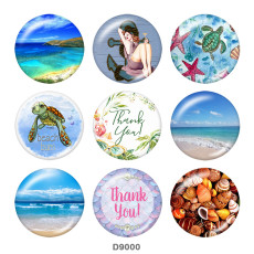 20MM   sea  turtle   Print   glass  snaps buttons Beach Ocean