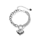 Double Chain Ring Bracelet Stainless Steel Love Bracelet