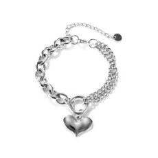 Double Chain Ring Bracelet Stainless Steel Love Bracelet