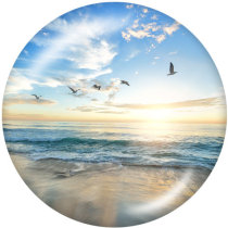 20MM   summer   Print   glass  snaps buttons  Beach Ocean
