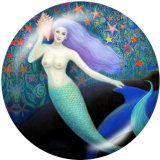 20MM  Mermaid   Print   glass  snaps buttons Beach Ocean