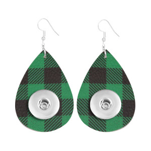 Square plaid Leather snap earring fit 20MM snaps style jewelry