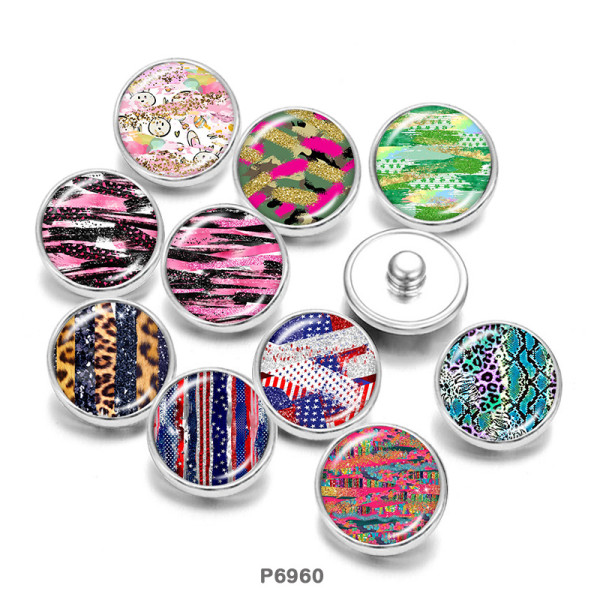 20MM   multicolor Leopard   Pattern   Print   glass  snaps buttons