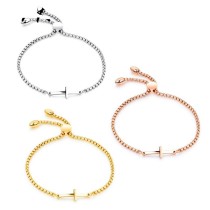Stainless steel cross bracelet with adjustable length