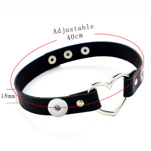 Harajuku Punk PU Leather Peach Heart Love Jewelry Neckband Necklace Necklace  fit two 20MM chunks snaps jewelry