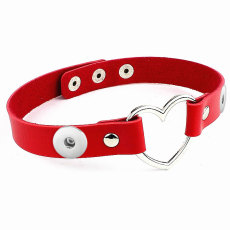 Harajuku Punk PU Leather Peach Heart Love Jewelry Neckband Necklace Necklace  fit two 20MM chunks snaps jewelry