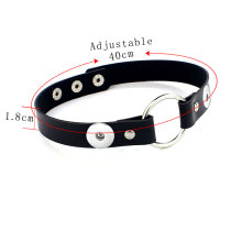 The original hot-selling Japanese and Korean Harajuku style street style punk leather rivet ring collar clavicle chain nightclub necklace  fit two 20MM chunks snaps jewelry