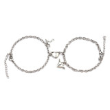 New stainless steel couple bracelet simple heart-shaped magnet lock key male and female bracelet pair