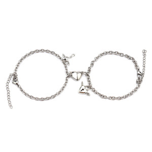 New stainless steel couple bracelet simple heart-shaped magnet lock key male and female bracelet pair