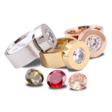 Four-color zircon interchangeable stainless steel ring