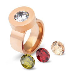 Four-color zircon interchangeable stainless steel ring