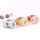 Four-color zircon interchangeable stainless steel ring