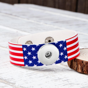 New Baseball Football Basketball American Flag Ball Leather Bracelet PU Bracelet fit 20mm snaps chunks 1 button