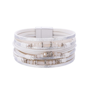 Bohemian Multilayer Crystal Bead Ethnic Leather Bracelet Personalized Fashion Accessories Multilayer Bracelet