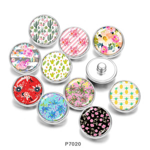 20MM   Flower  pattern   Print   glass  snaps buttons