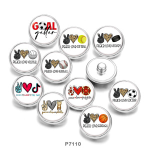 20MM  Peaceful  love   Print   glass  snaps buttons