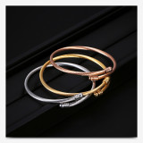 Stainless Steel Cable Wire Bracelet Gold+Rose Gold+Steel Color Fashionable Simple Jewelry Lady Jewelry