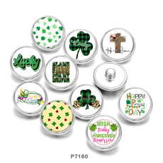 20MM  Clover  Cross   Print   glass  snaps buttons