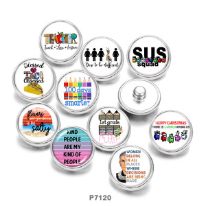 20MM  words   Pattern   Print   glass  snaps buttons