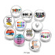 20MM  words   Pattern   Print   glass  snaps buttons
