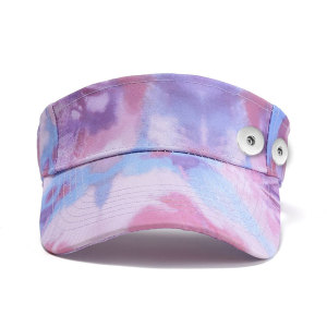 Tie dye retro tennis hat summer sun hat sunscreen fit 18mm snap button beige snap button jewelry