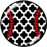 20MM  Baseball  Pattern  Print   glass  snaps buttons