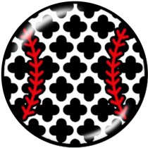 20MM  Baseball  Pattern  Print   glass  snaps buttons