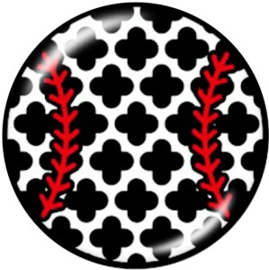 20MM  Baseball  Pattern  Print   glass  snaps buttons