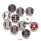 20MM  Baseball  Pattern  Print   glass  snaps buttons