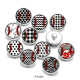 20MM  Baseball  Pattern  Print   glass  snaps buttons