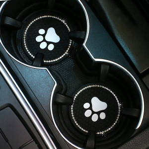 New car coaster diamond-studded PVC bear paw car universal water coaster car non-slip insulation water coaster