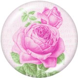 20MM  Flower  Print   glass  snaps buttons
