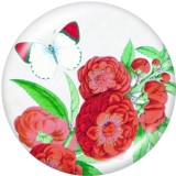 20MM  Flower  Print   glass  snaps buttons