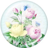20MM  Flower  Print   glass  snaps buttons
