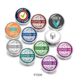 20MM   I  Got my vaccine   Print   glass  snaps buttons