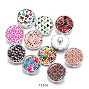 20MM   Clover   Flower   Print   glass  snaps buttons