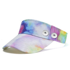 Tie dye retro tennis hat summer sun hat sunscreen fit 18mm snap button beige snap button jewelry