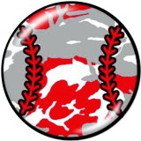 20MM  Baseball  Pattern  Print   glass  snaps buttons
