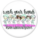 20MM  Nurse  Print   glass  snaps buttons