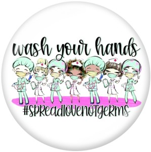 20MM  Nurse  Print   glass  snaps buttons
