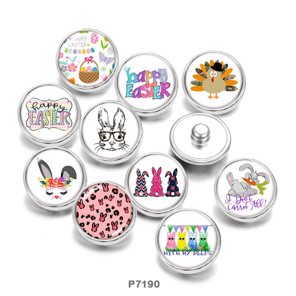 20MM  rabbit   Print   glass  snaps buttons